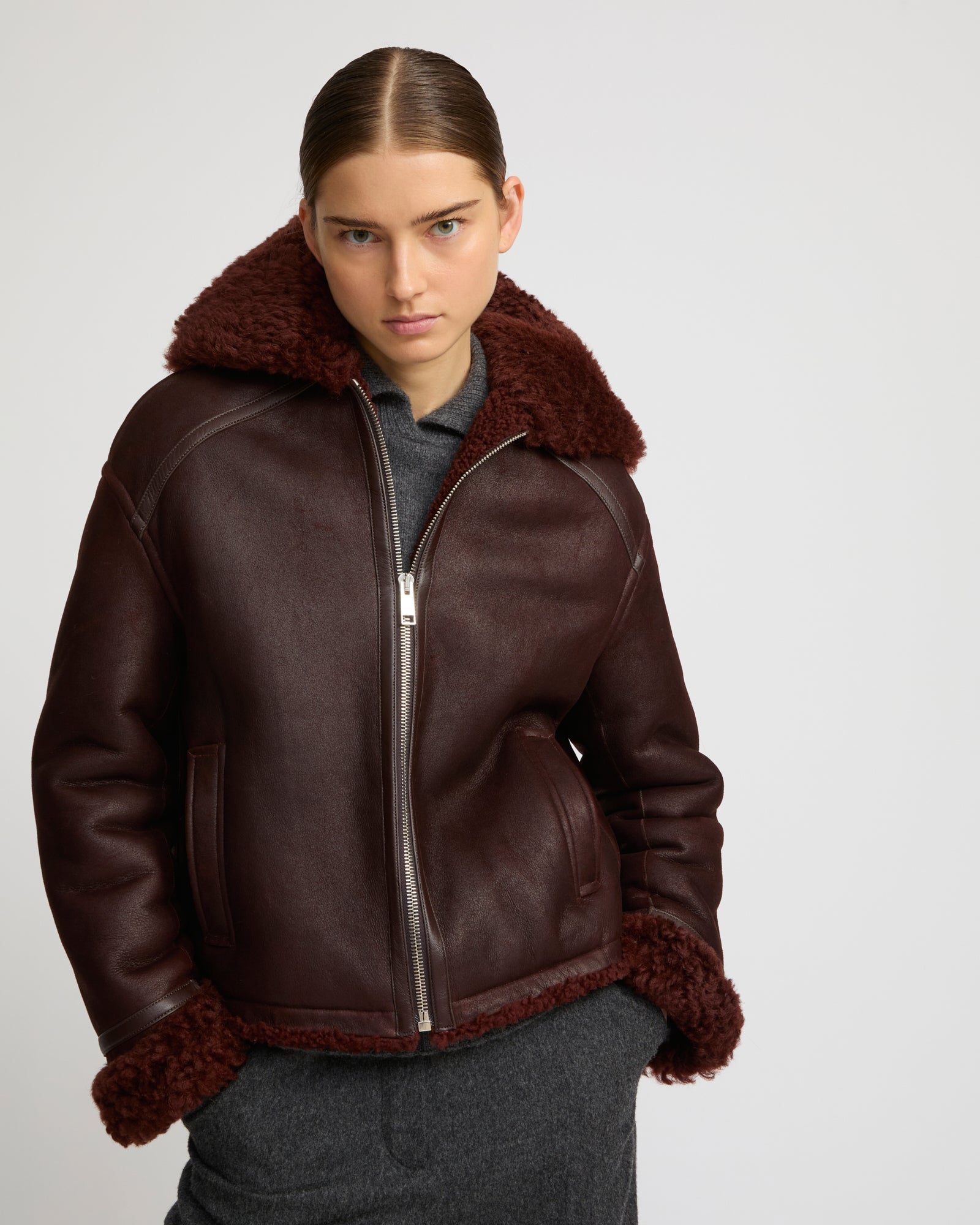 Gonfio Merino lambskin boxy jacket - Yves Salomon