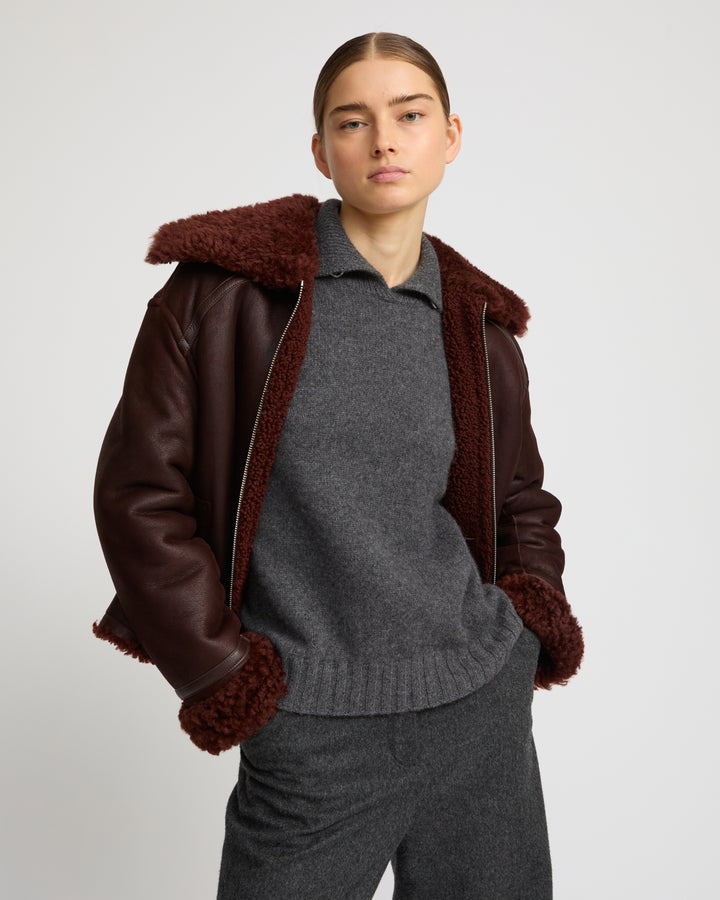 Gonfio Merino lambskin boxy jacket