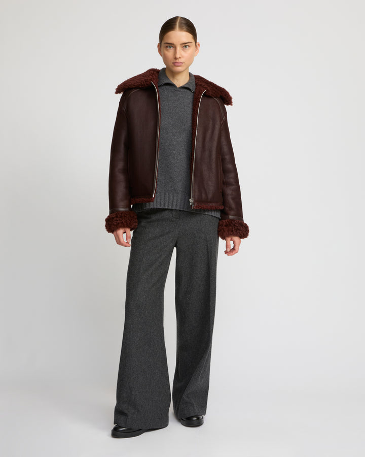 Gonfio Merino lambskin boxy jacket