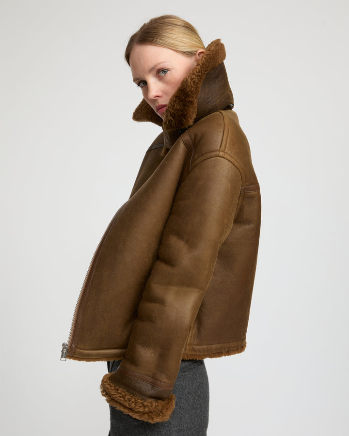 Gonfio Merino lambskin boxy jacket