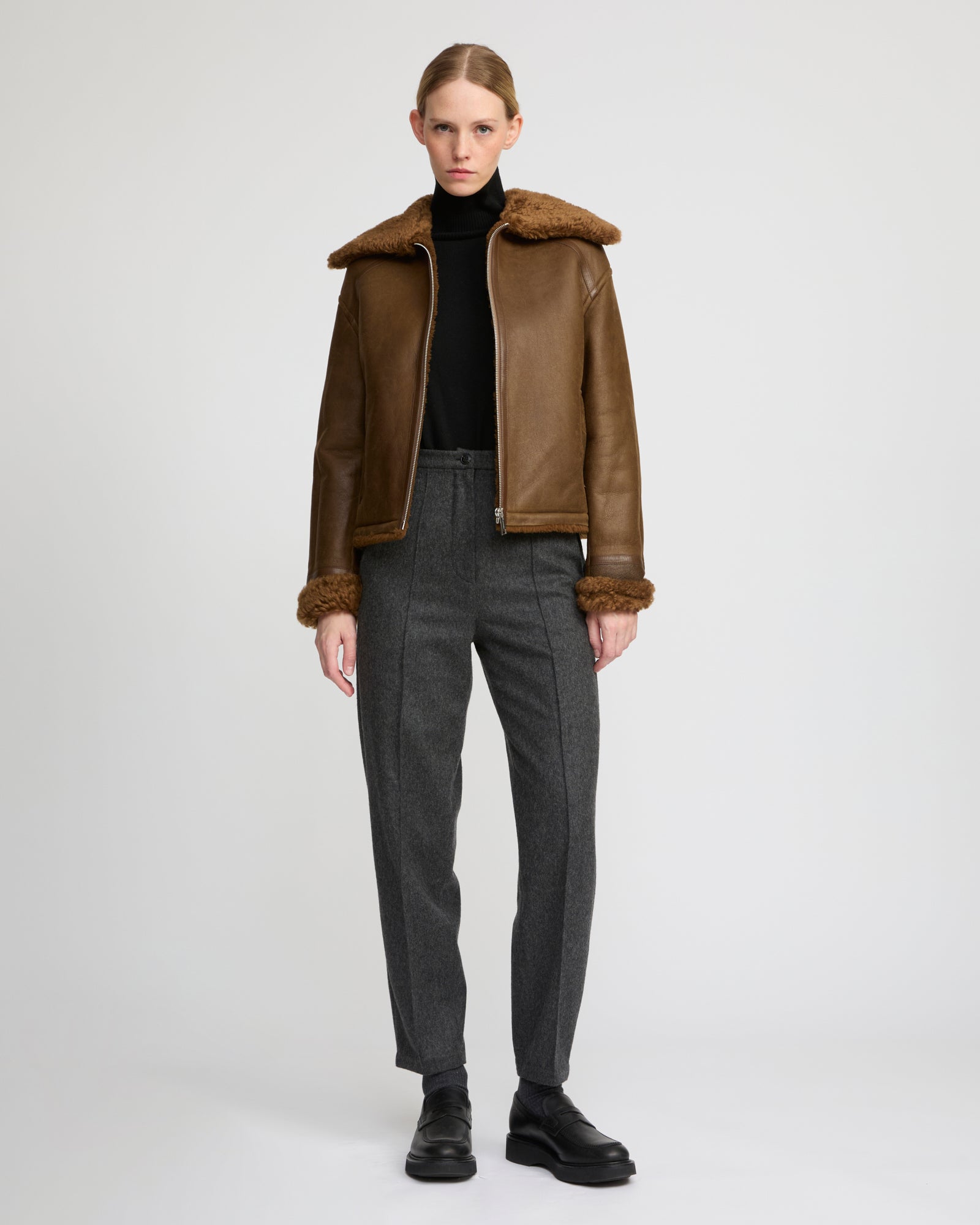 Gonfio Merino lambskin boxy jacket - brown - Yves Salomon – Yves
