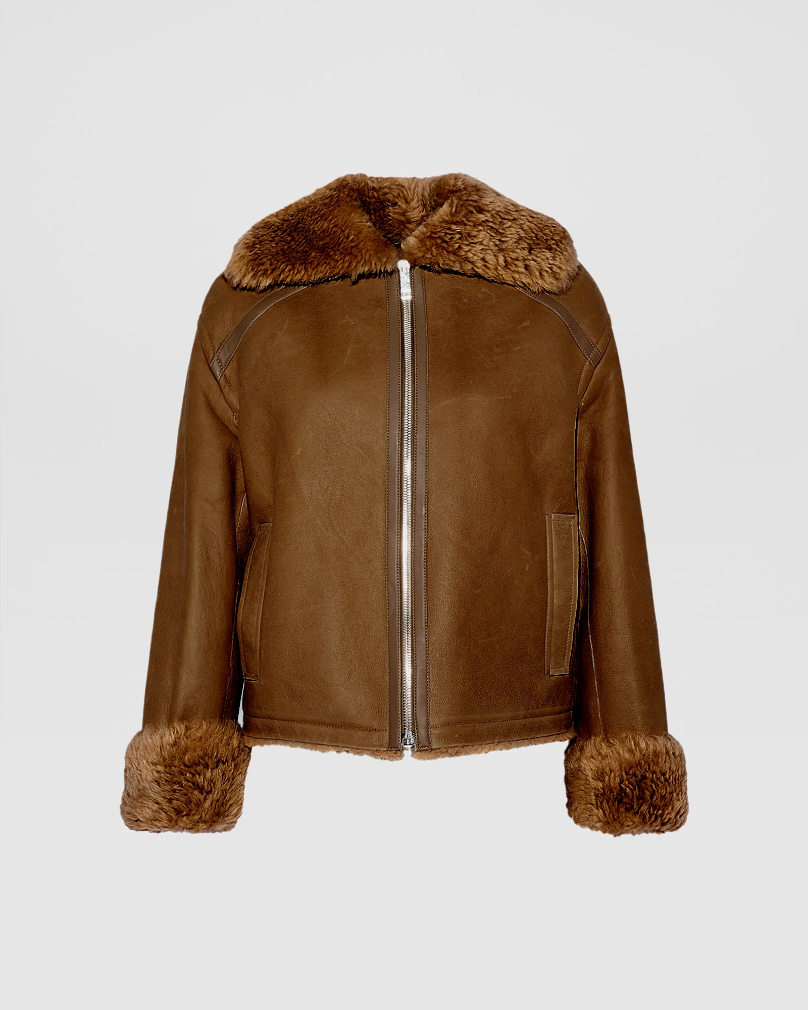 Gonfio Merino lambskin boxy jacket - brown - Yves Salomon – Yves