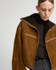 Suede Merino lambskin cropped jacket