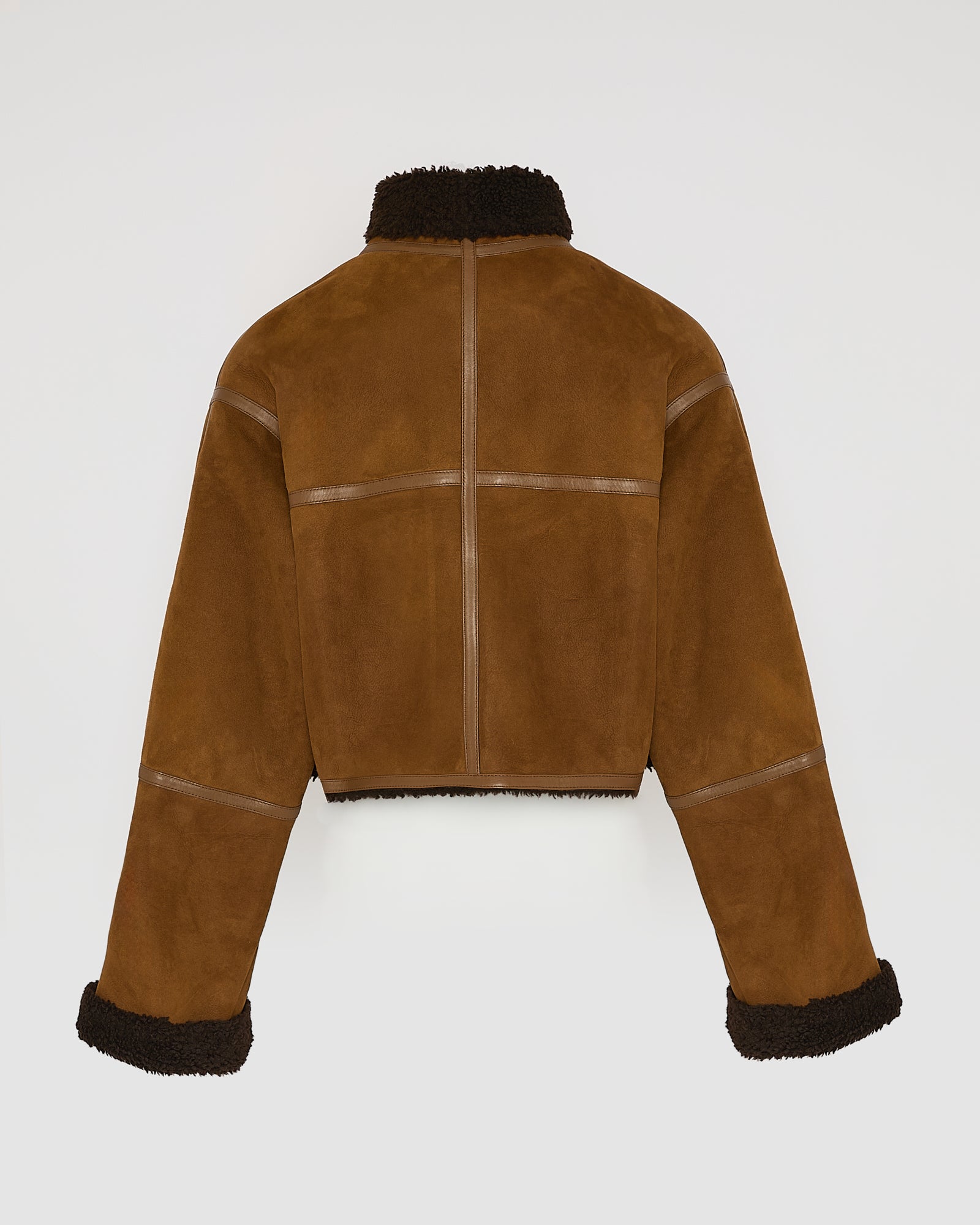 Suede Merino lambskin cropped jacket - camel - Yves Salomon – Yves