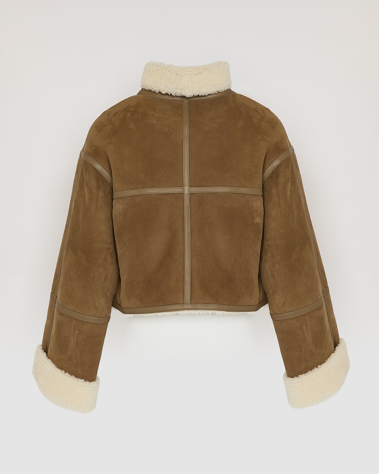Suede Merino lambskin cropped jacket - camel - Yves Salomon – Yves