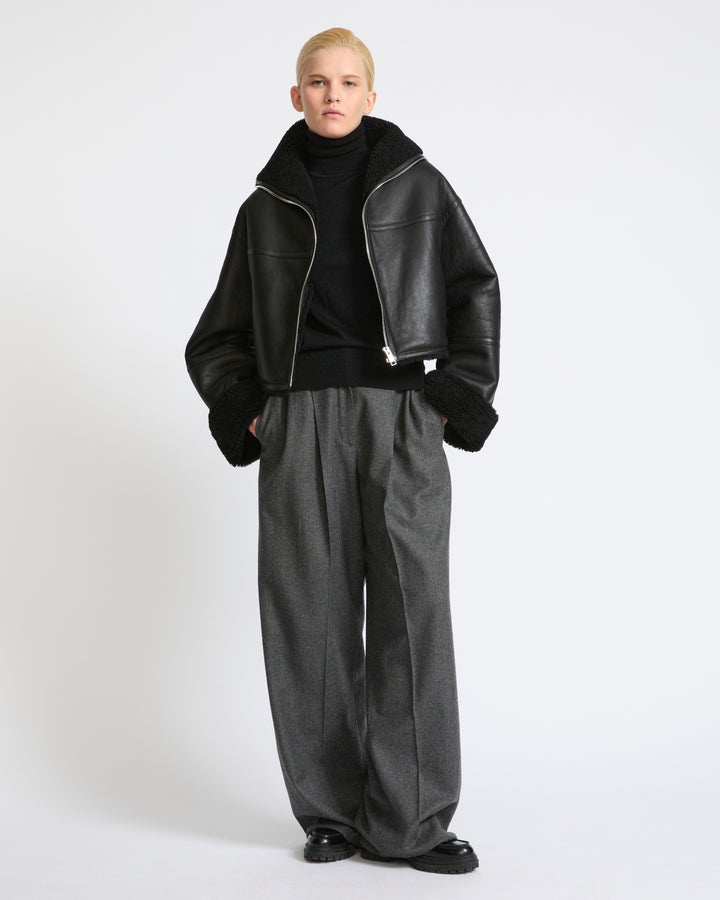 Suede Merino lambskin cropped jacket - Yves Salomon - New Fall Winter Collection
