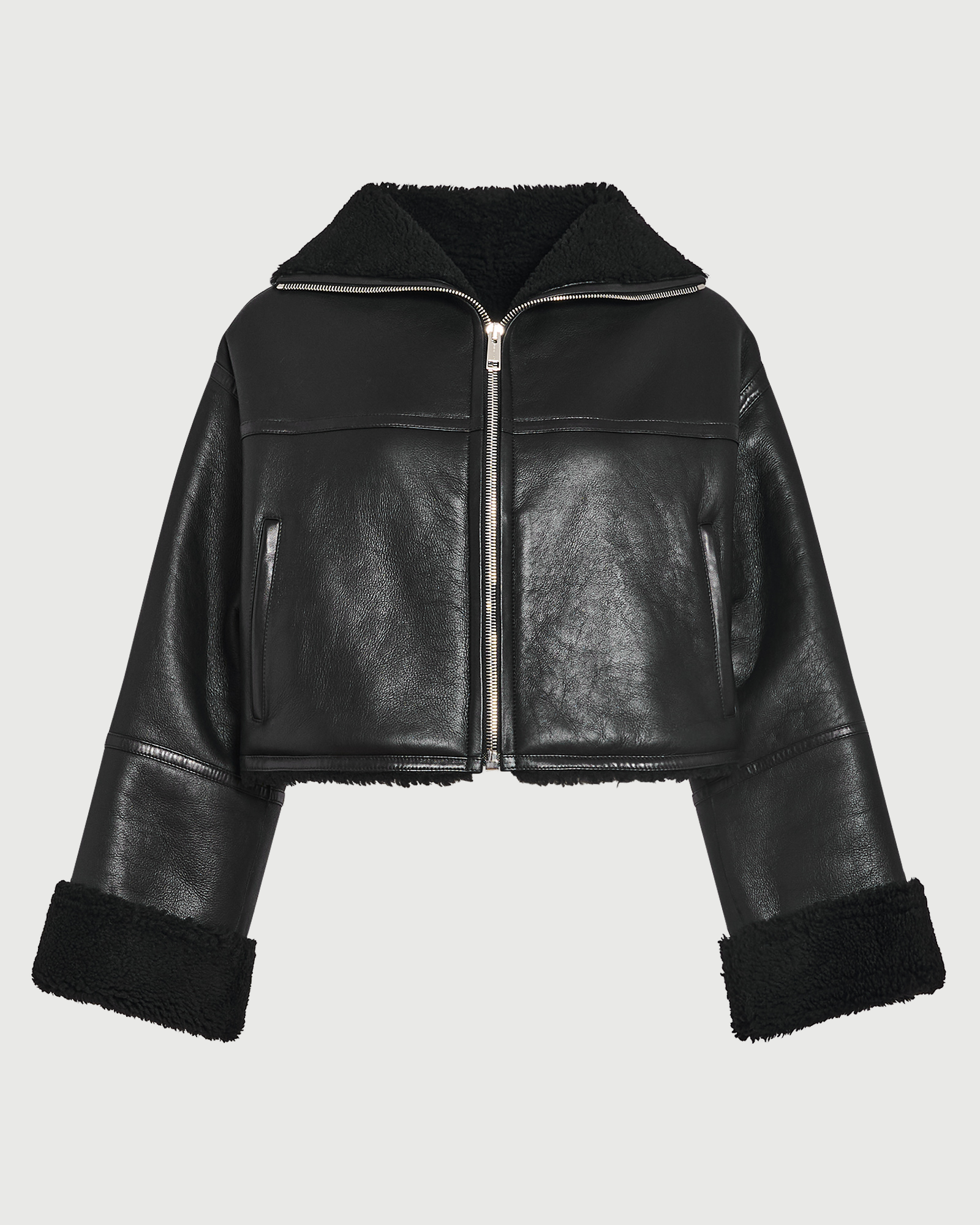 Suede Merino lambskin cropped jacket - Yves Salomon - New Fall Winter Collection