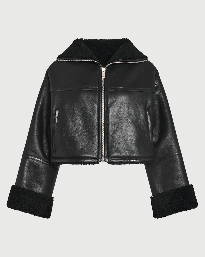 Suede Merino lambskin cropped jacket