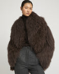Oversized Mongolian lamb jacket