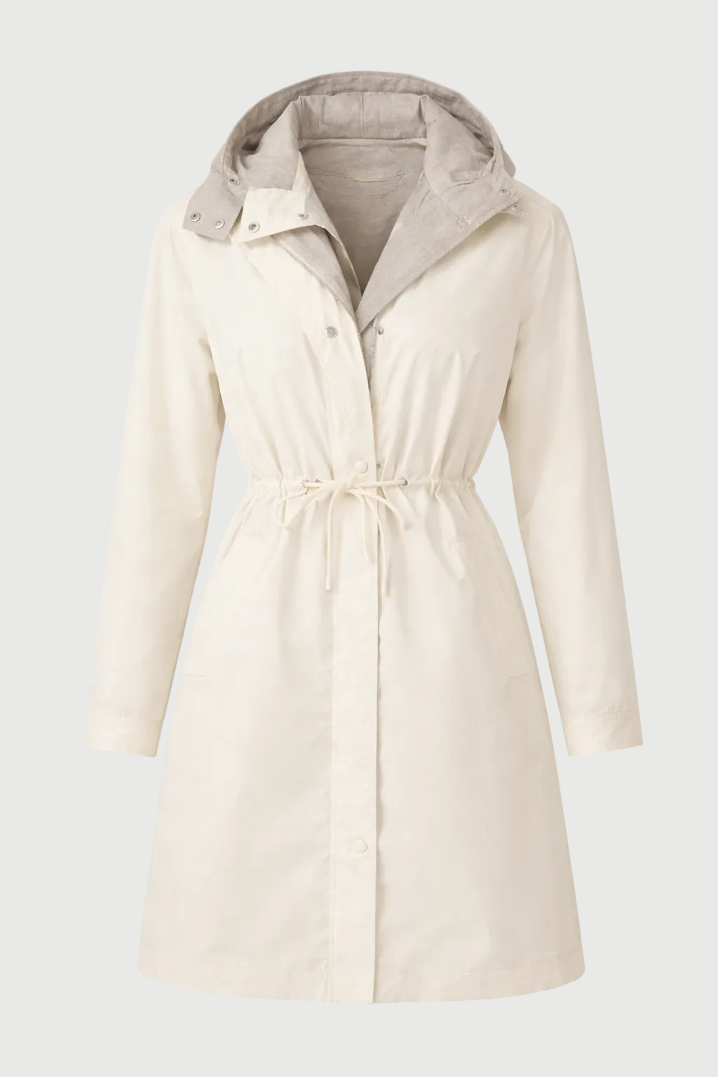 Parka in linen reversible waterproof technical fabric