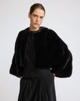 Short cape in long-haired mink fur