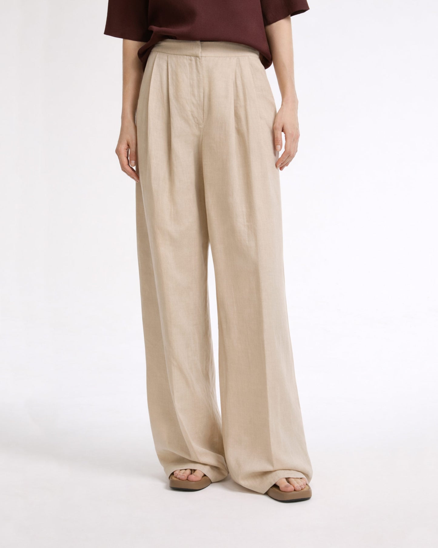Linen wide leg trousers