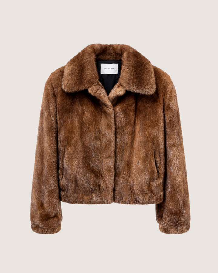 Long hair mink fur pea jacket