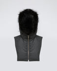 Padded Hood bib in flannel and fox fur