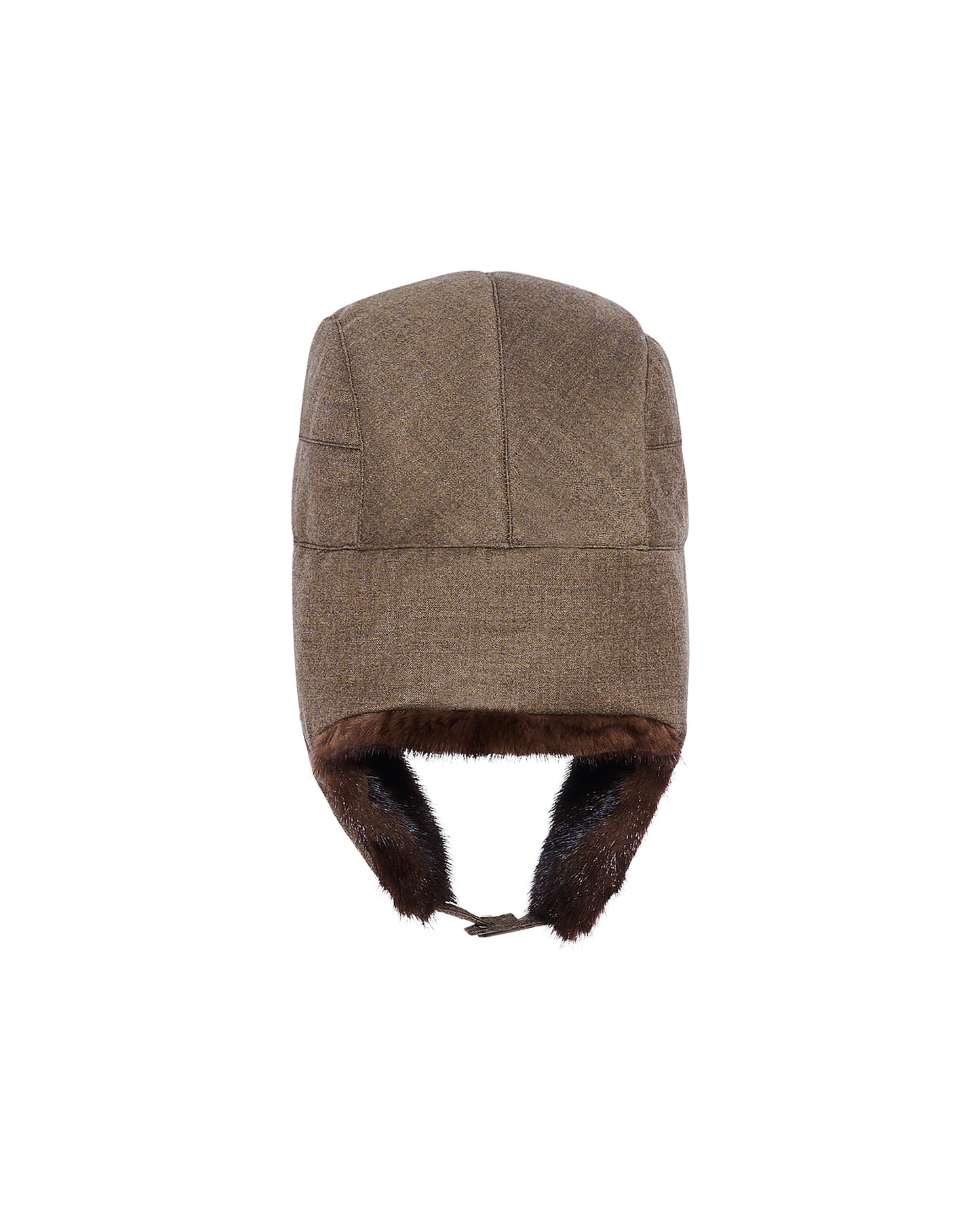 Ushanka-style cap in Loro Piana fabric and mink