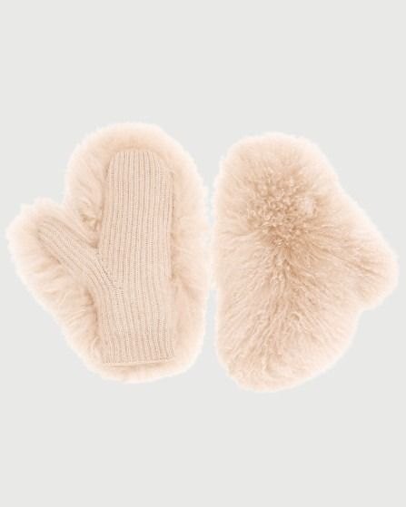 Cashmere and wool knit mittens with cashmere lambskin - Yves Salomon - New Fall Winter Collection