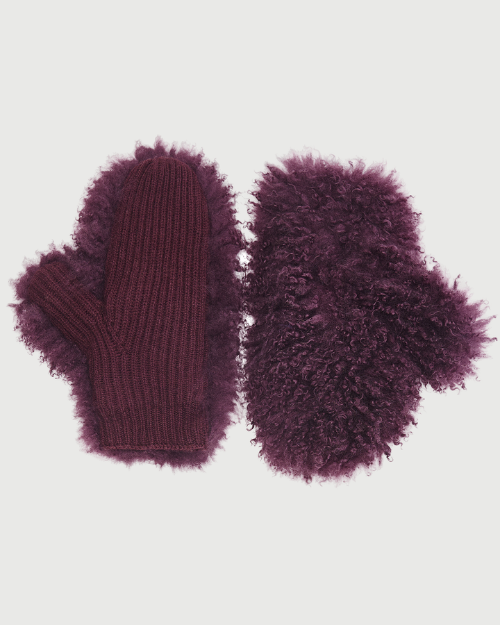 Cashmere and wool knit mittens with cashmere lambskin - Yves Salomon - New Fall Winter Collection