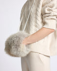 Fox fur and leather muff