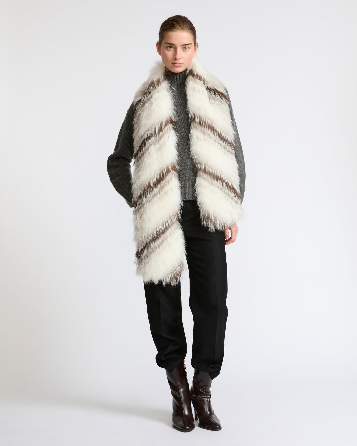 Striped fox fur scarf - Yves Salomon - New Fall Winter Collection