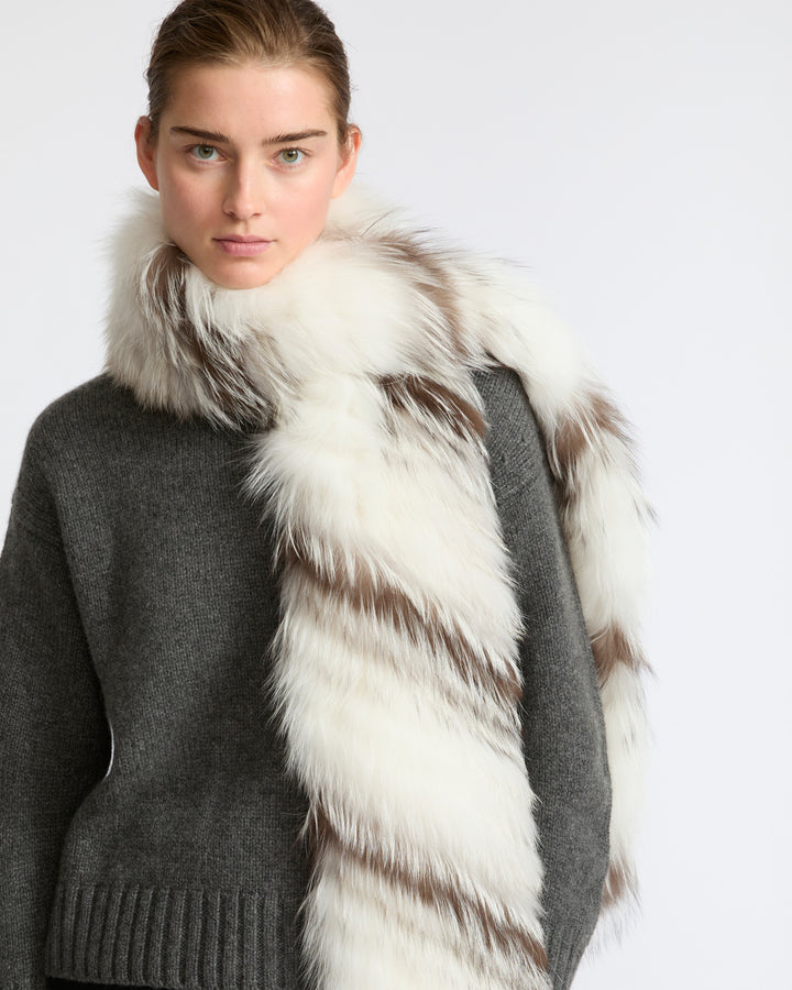 Striped fox fur scarf - Yves Salomon - New Fall Winter Collection