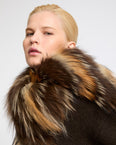 Striped fox fur scarf