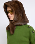 Mink fur hood