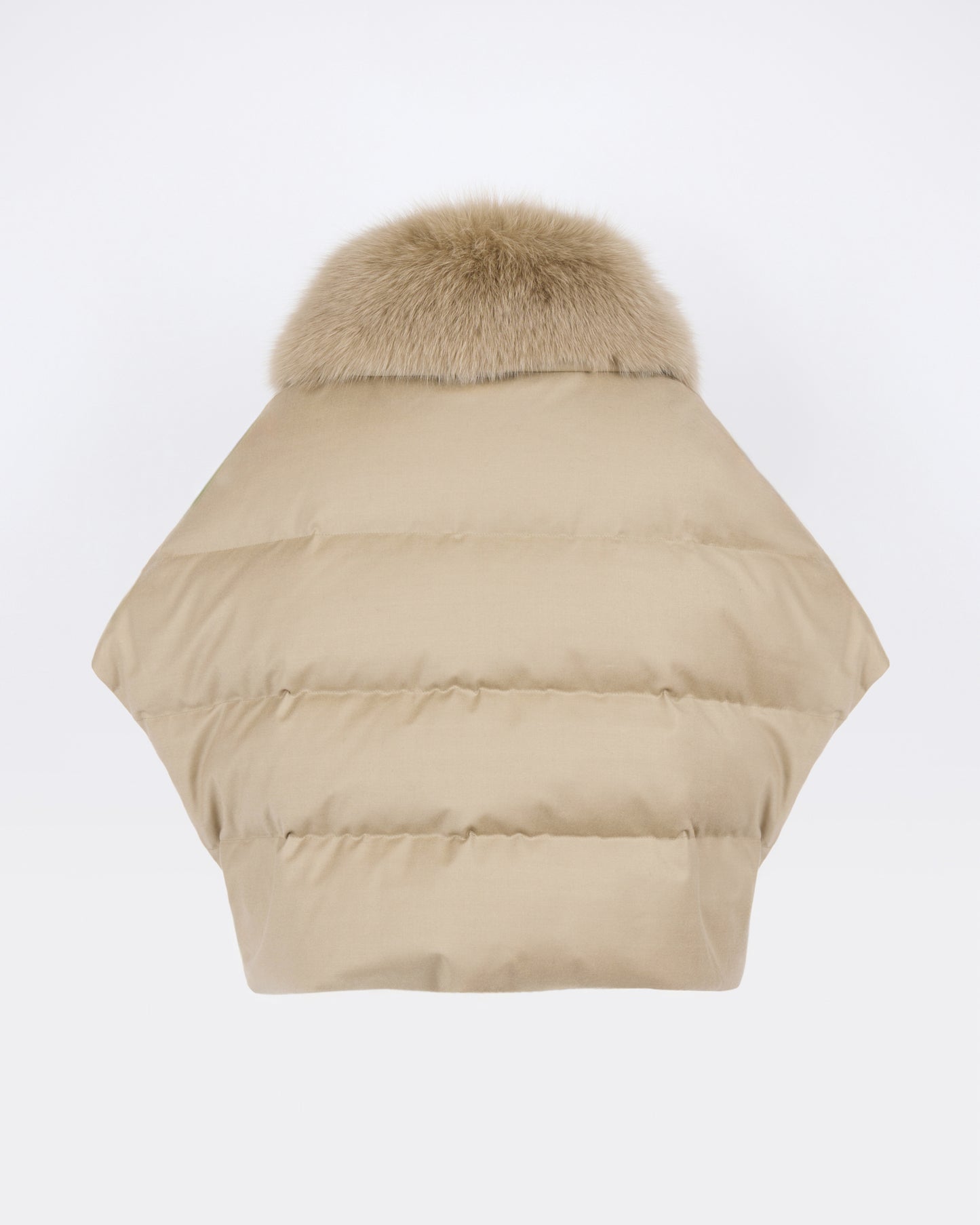 Flannel cape with detachable fox fur collar - Yves Salomon - New Fall/Winter Collection
