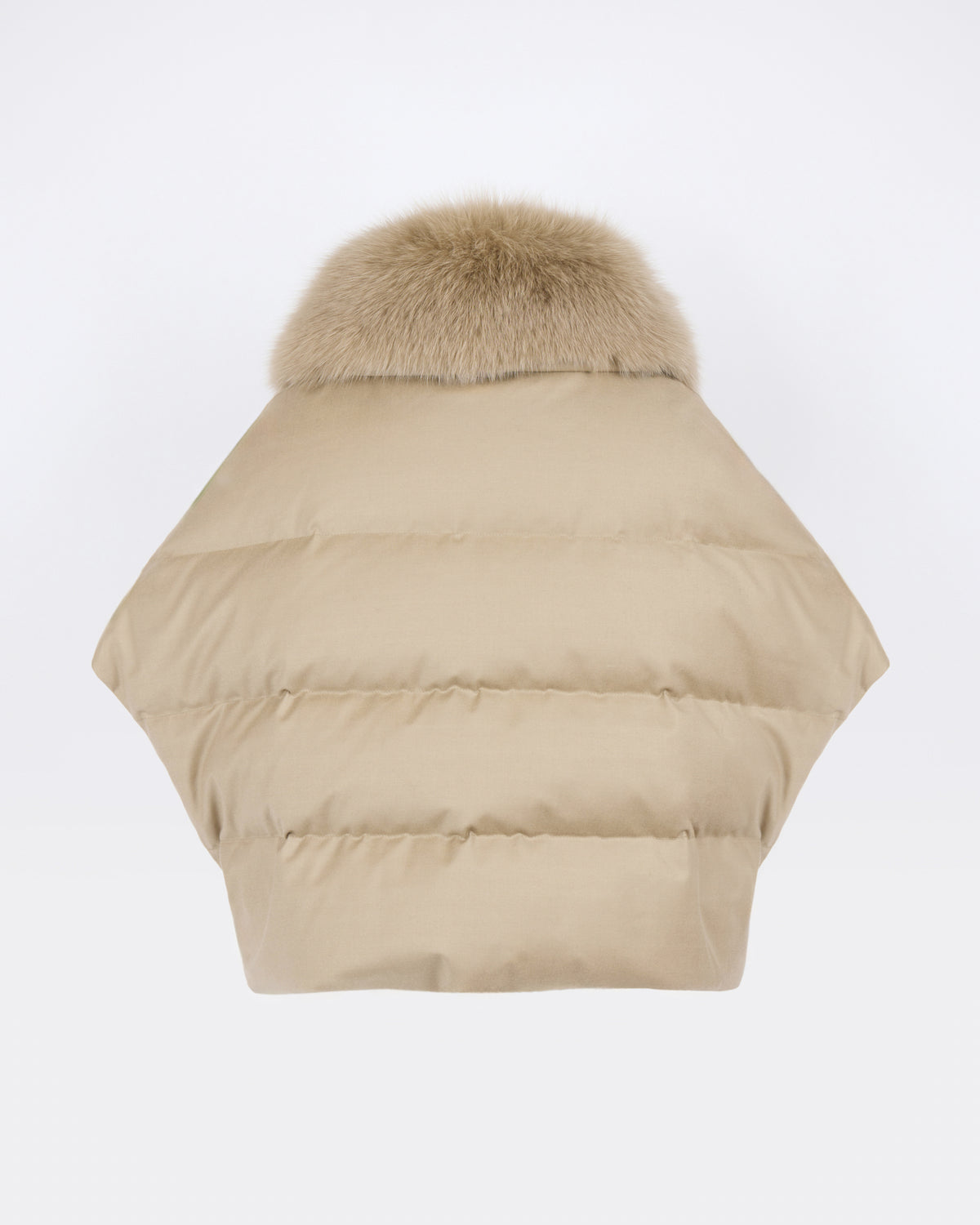 Flannel cape with detachable fox fur collar - Yves Salomon - New Fall/Winter Collection