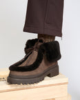 Suede and brushed merinillo lambskin ankle boots
