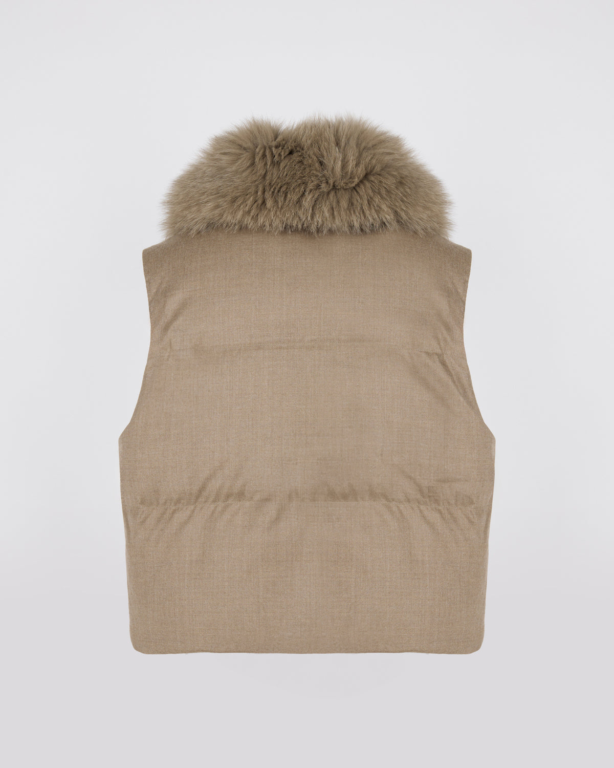 Flannel sleeveless gilet with detachable fox fur collar - Yves Salomon - New Fall/Winter Collection