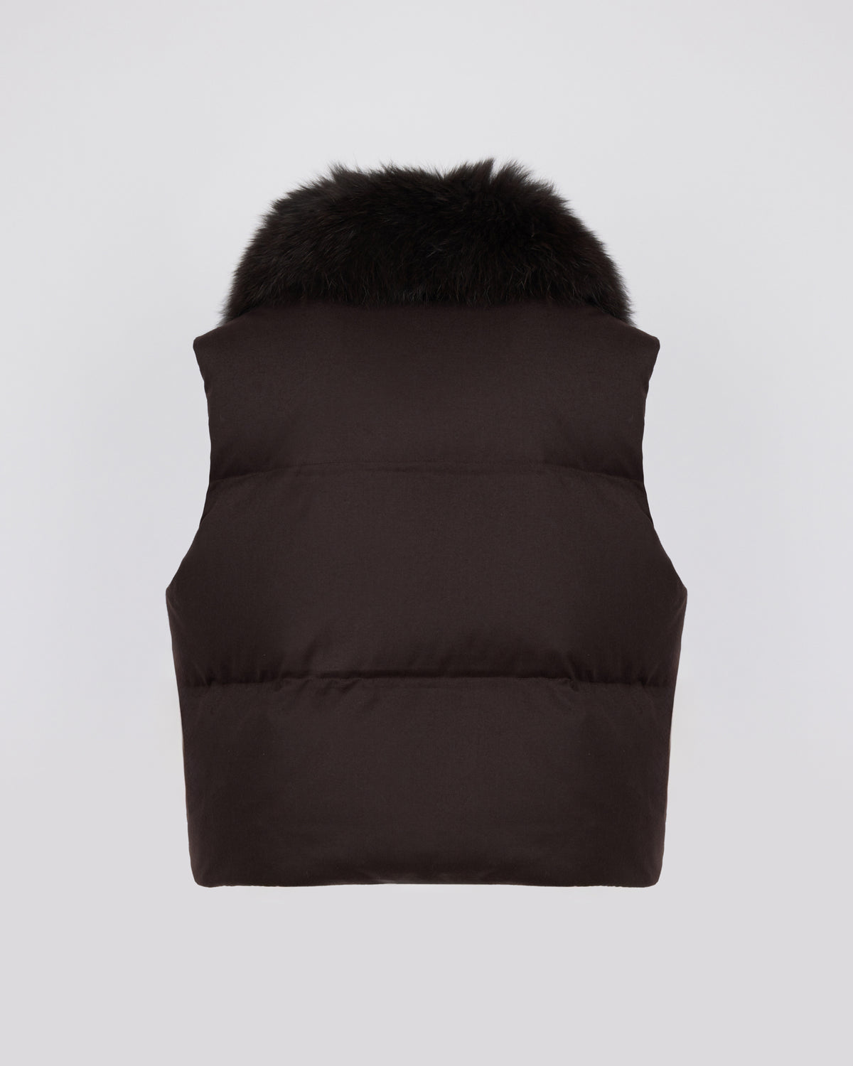 Flannel sleeveless gilet with detachable fox fur collar - Yves Salomon - New Fall/Winter Collection