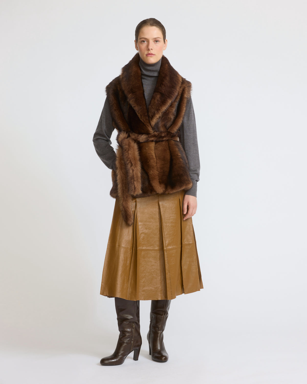 Sleeveless gilet in Toscana lambskin - Yves Salomon - New Fall/Winter Collection