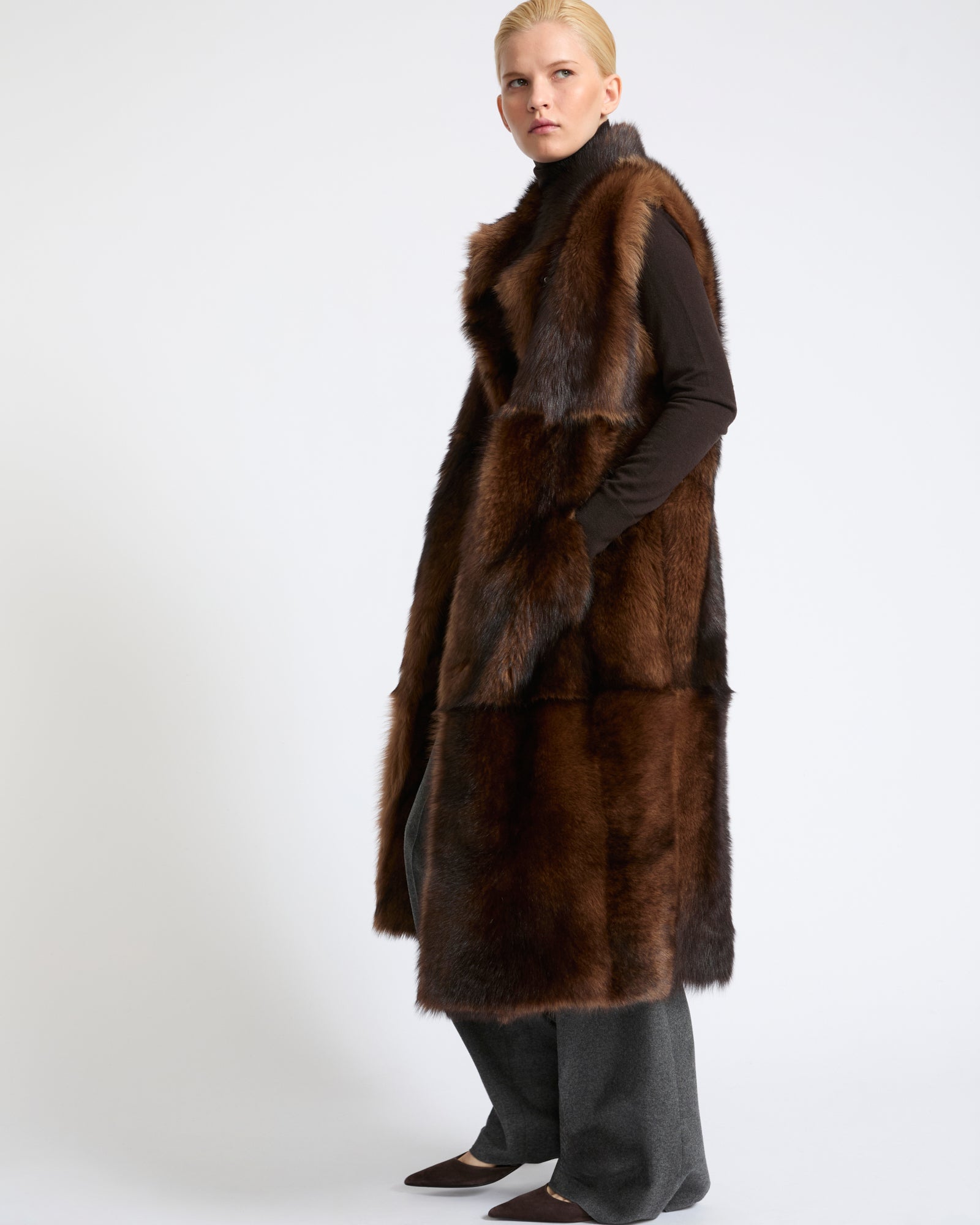 Long Toscana lambskin sleeveless gilet - Yves Salomon - New Fall Winter Collection