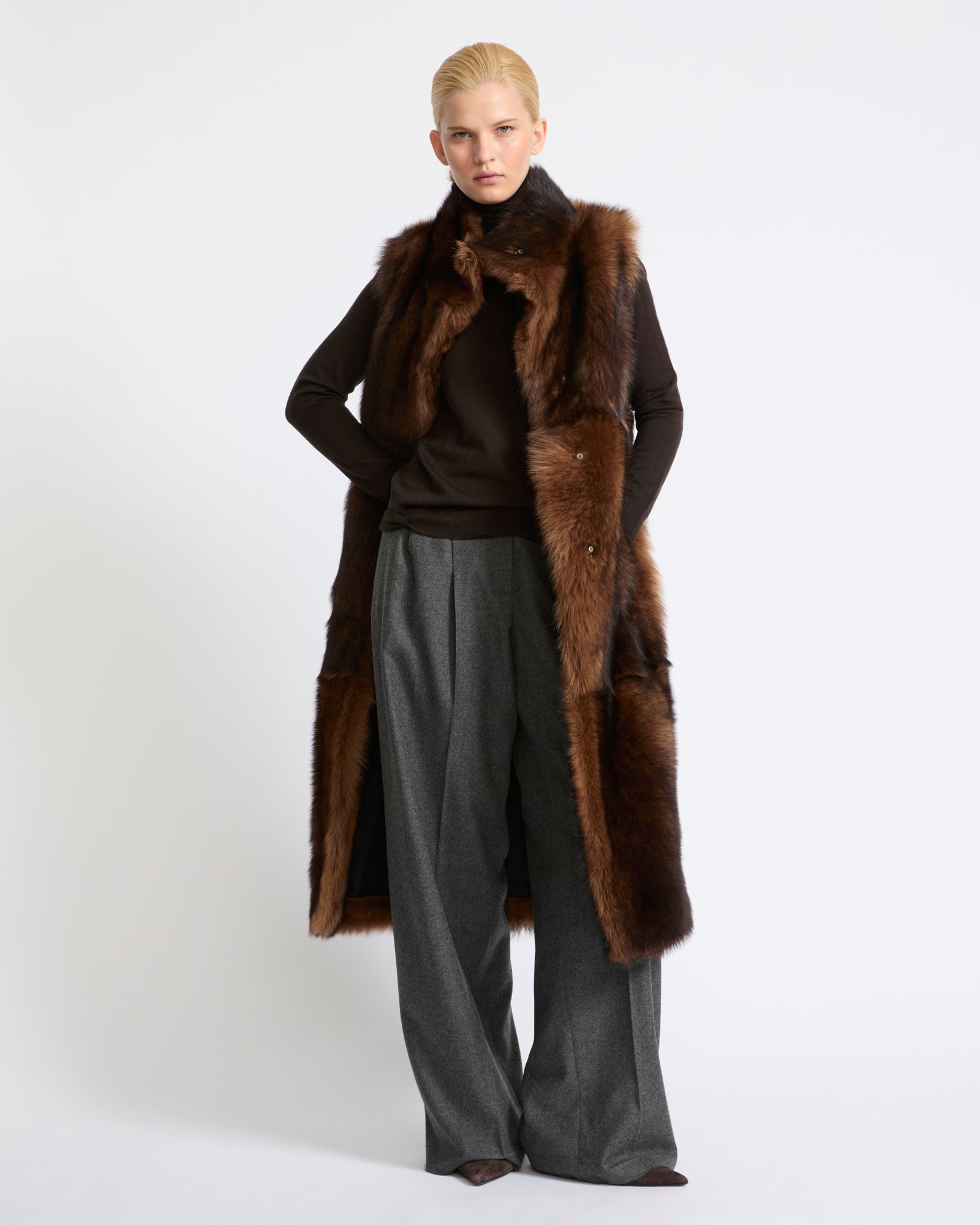 Long Toscana lambskin sleeveless gilet - Yves Salomon - New Fall Winter Collection