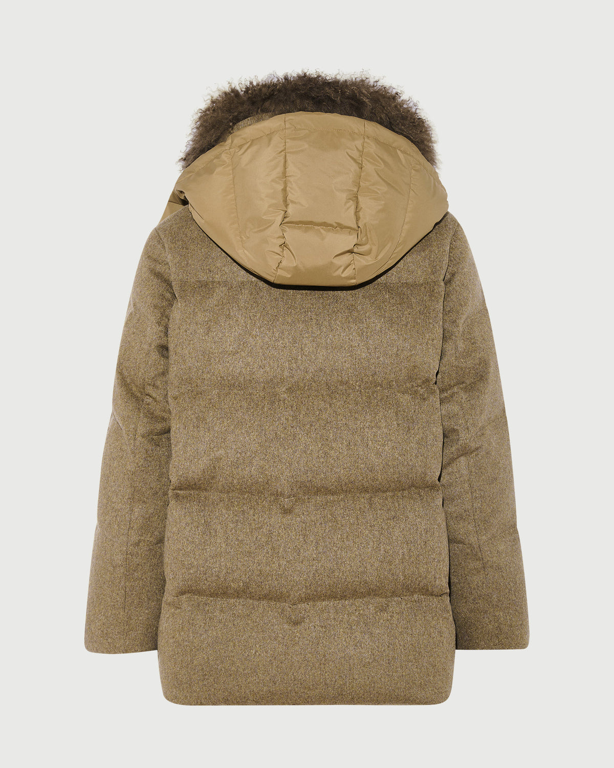 Hooded down jacket in Loro Piana 100% cashmere membrane fabric with long curly lambskin trim - Yves Salomon - New Fall/Winter Collection