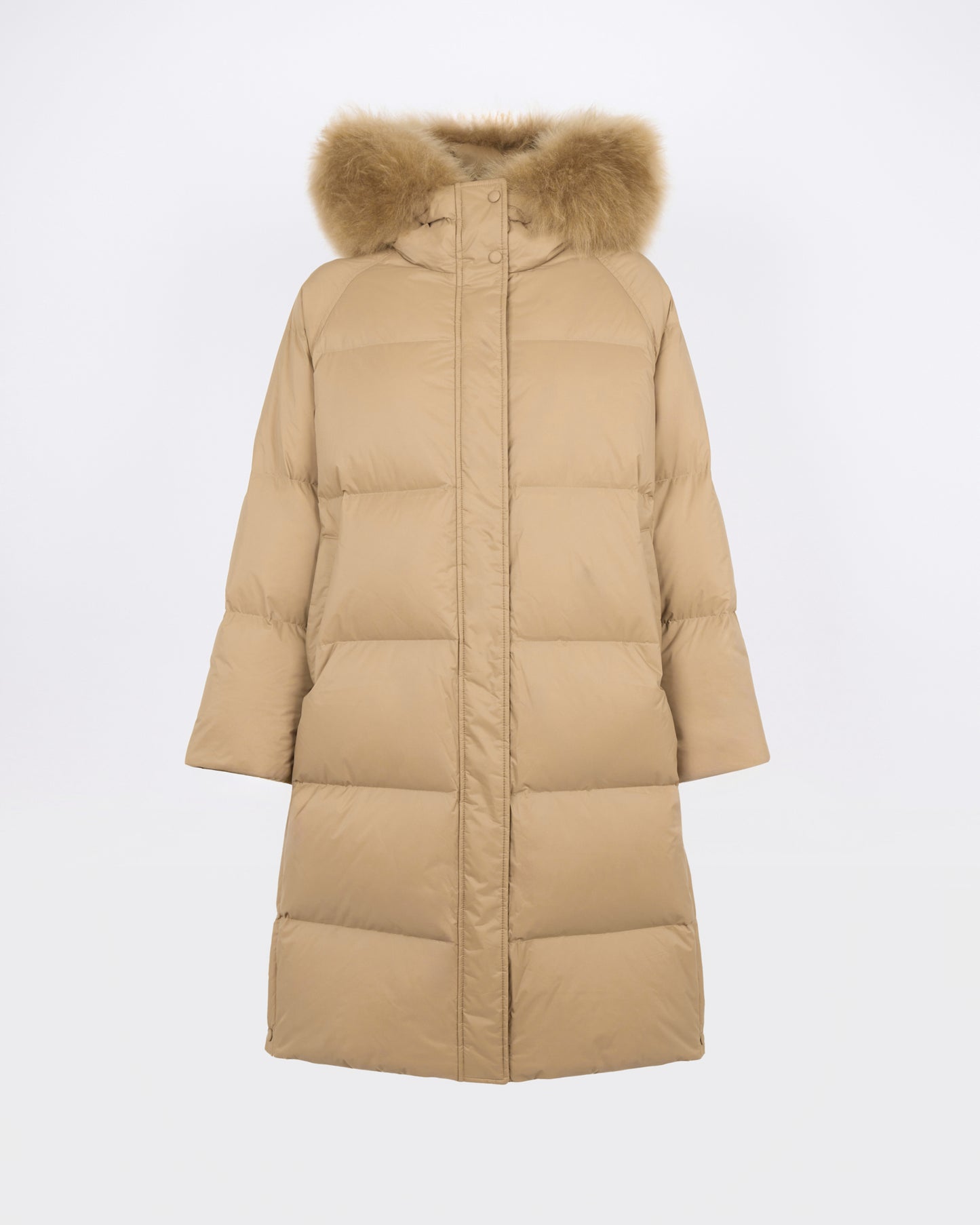 Long down jacket in waterproof technical fabric with airy lamb wool trim - Yves Salomon - New Fall/Winter Collection