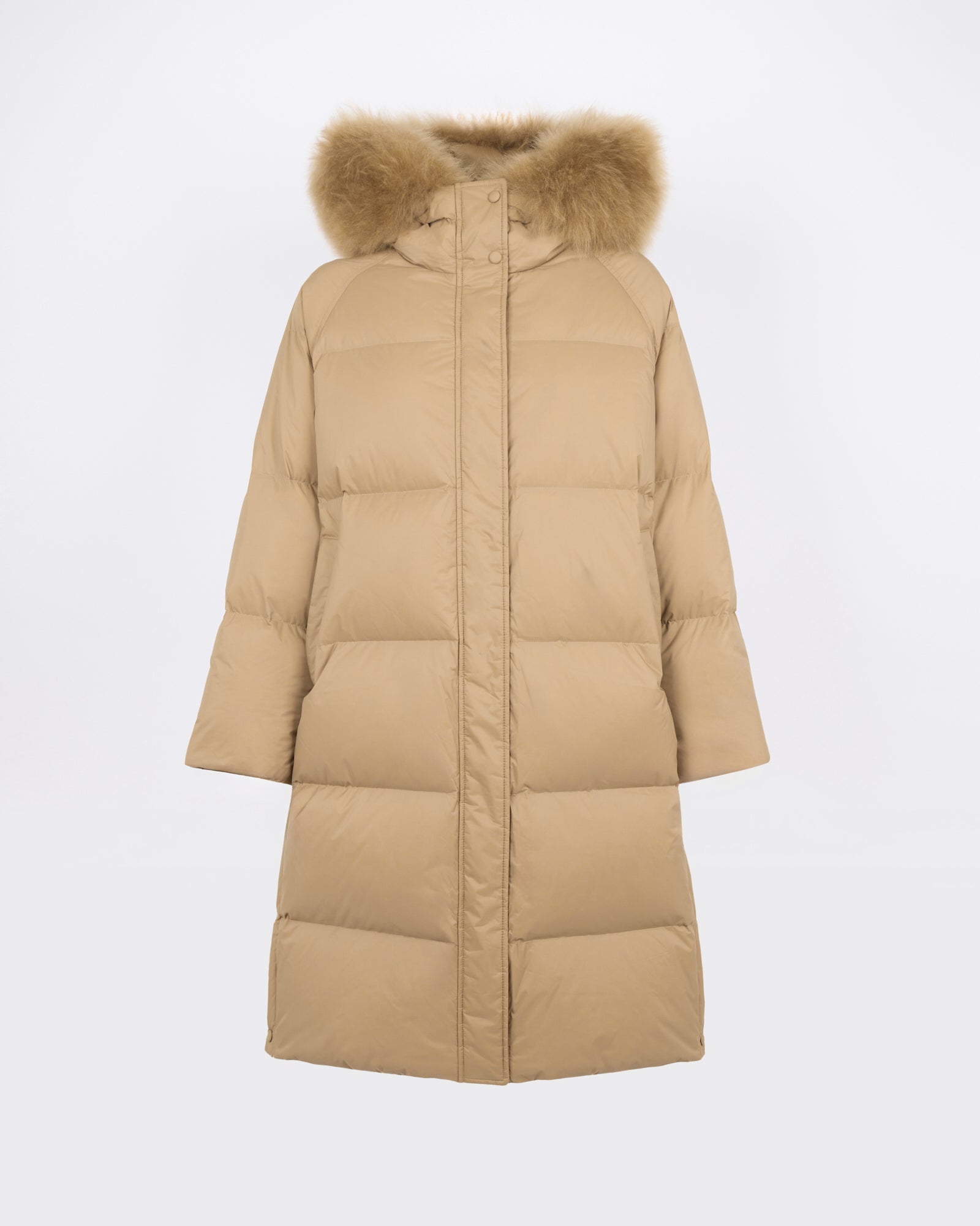 Long down jacket in waterproof technical fabric with airy lamb wool trim - Yves Salomon - New Fall/Winter Collection