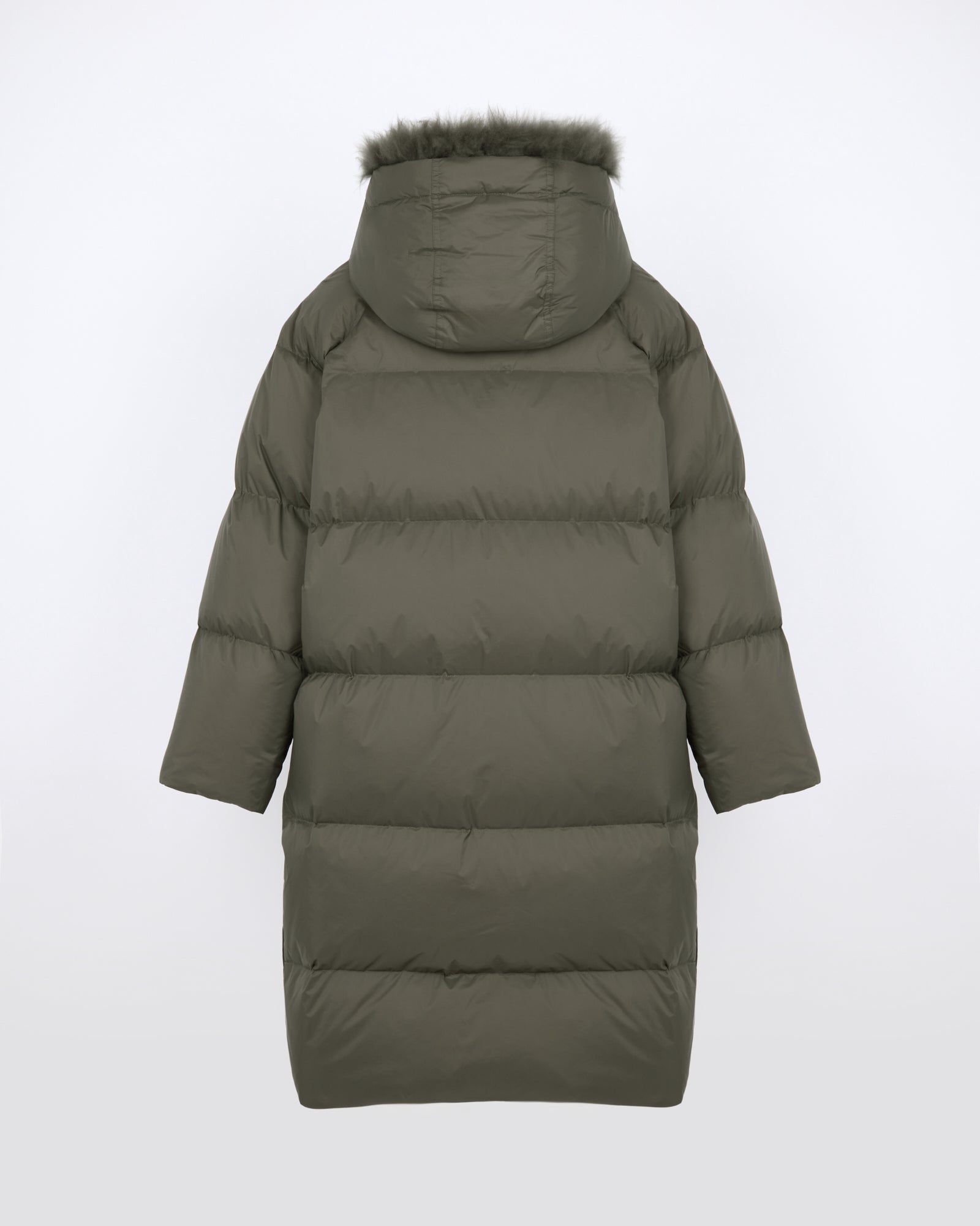 Long down jacket in waterproof technical fabric with airy lamb wool trim - Yves Salomon - New Fall/Winter Collection