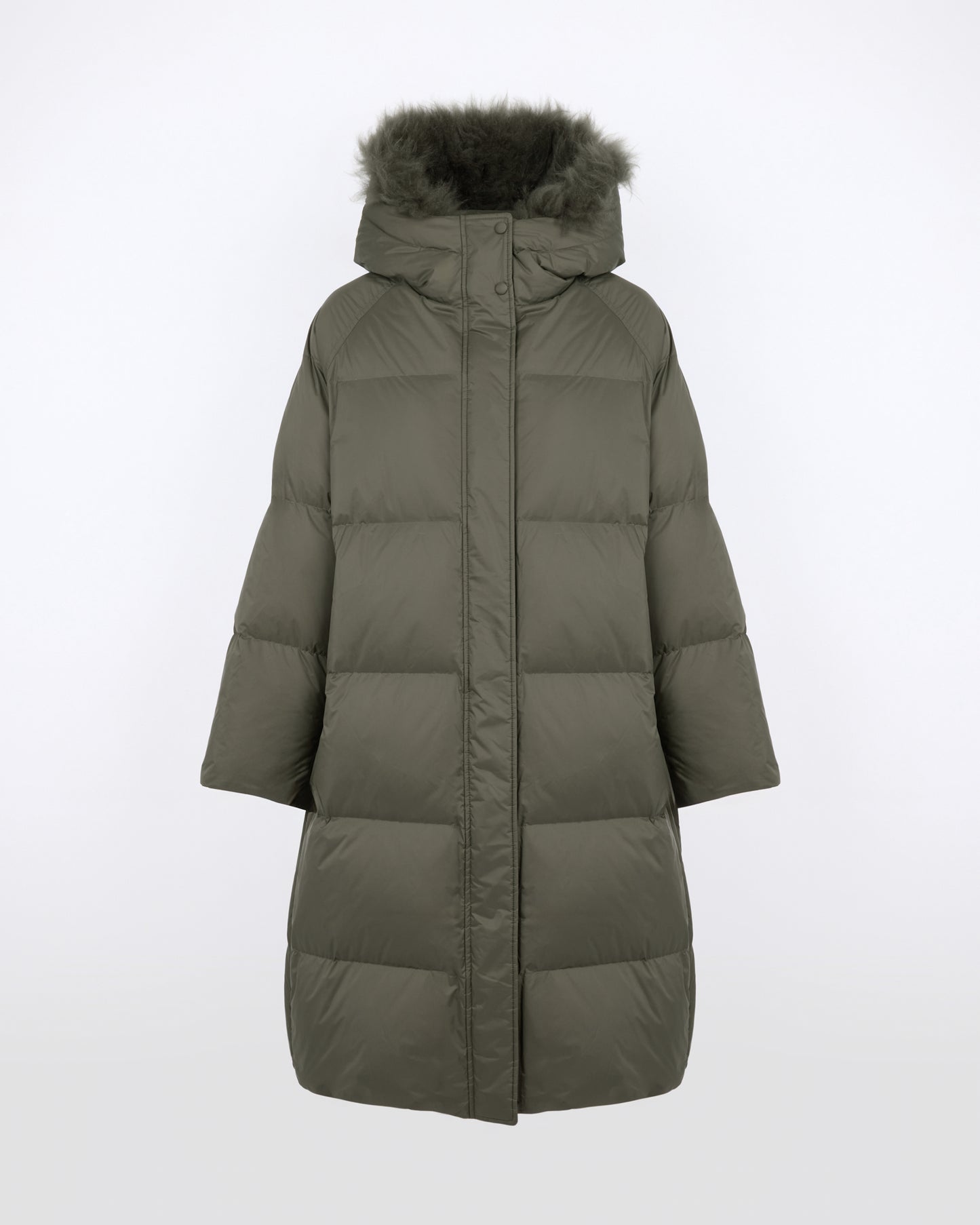 Long down jacket in waterproof technical fabric with airy lamb wool trim - Yves Salomon - New Fall/Winter Collection
