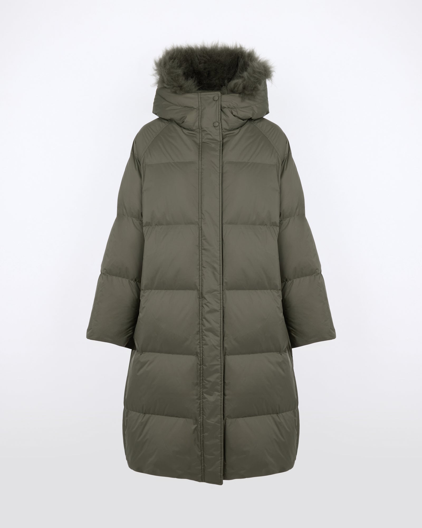 Long down jacket in waterproof technical fabric with airy lamb wool trim - Yves Salomon - New Fall/Winter Collection