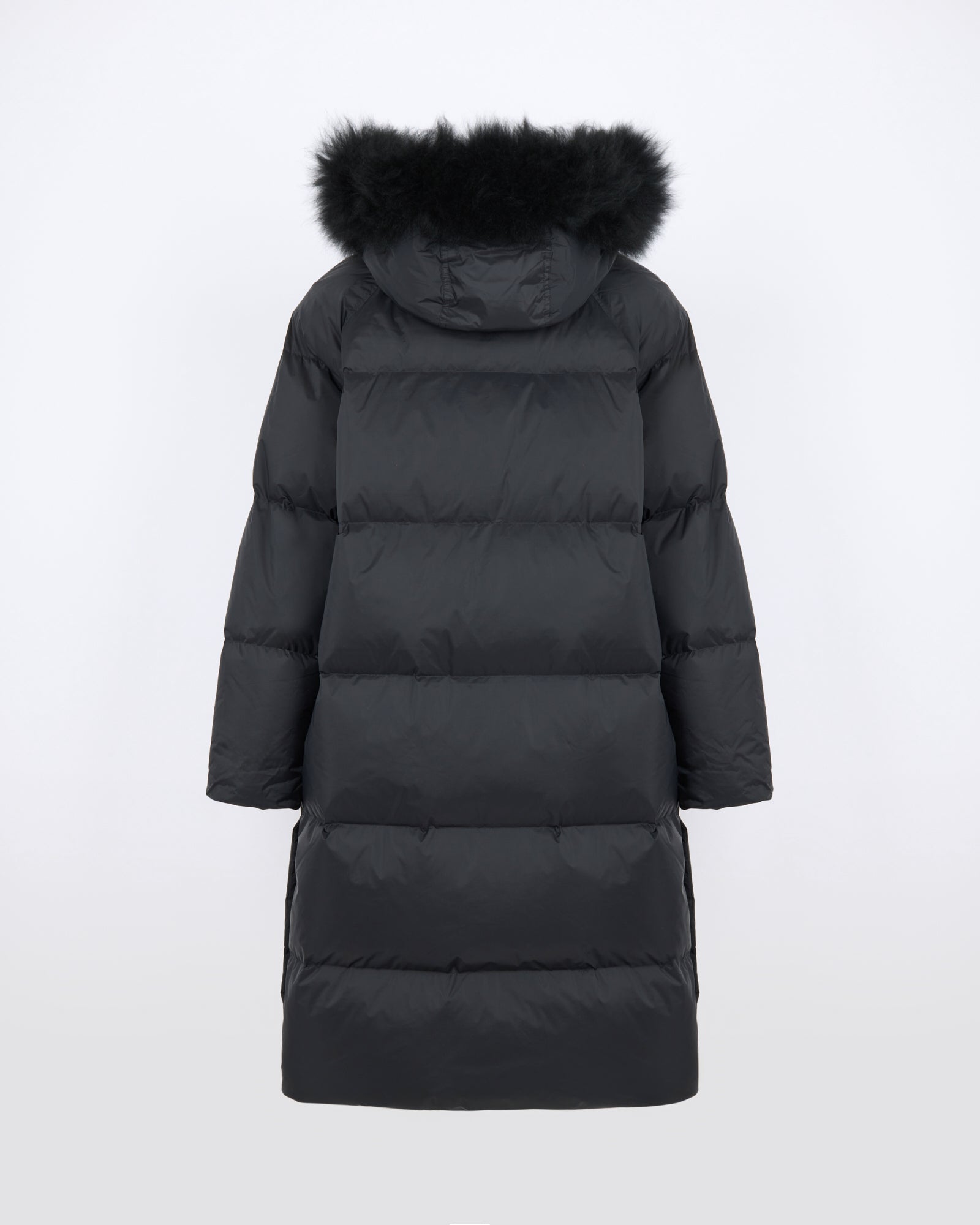 Long down jacket in waterproof technical fabric with airy lamb wool trim - Yves Salomon - New Fall/Winter Collection