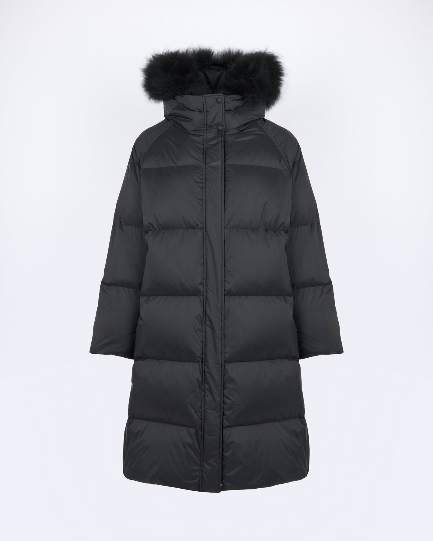 Long down jacket in waterproof technical fabric with airy lamb wool trim - Yves Salomon - New Fall/Winter Collection