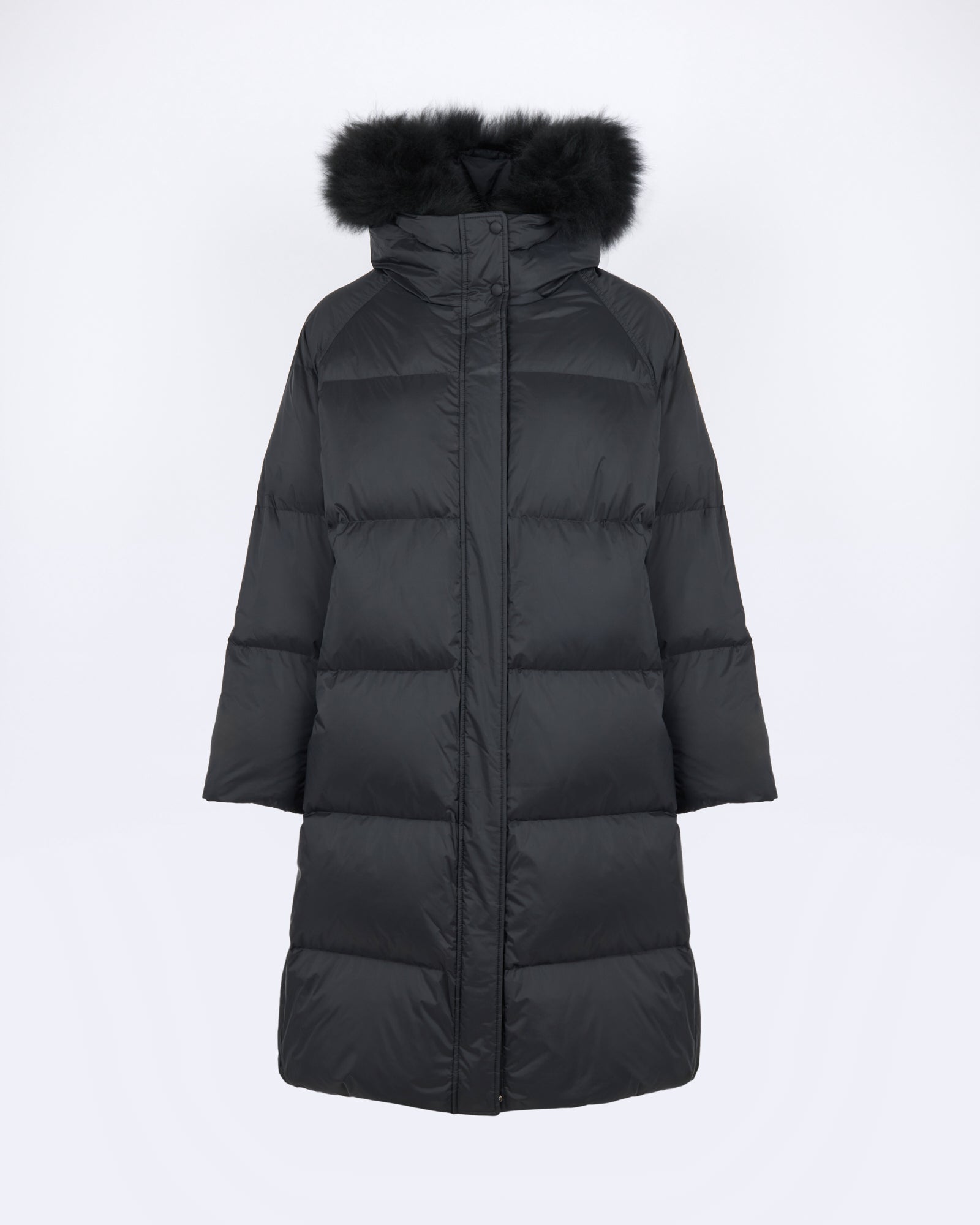 Long down jacket in waterproof technical fabric with airy lamb wool trim - Yves Salomon - New Fall/Winter Collection
