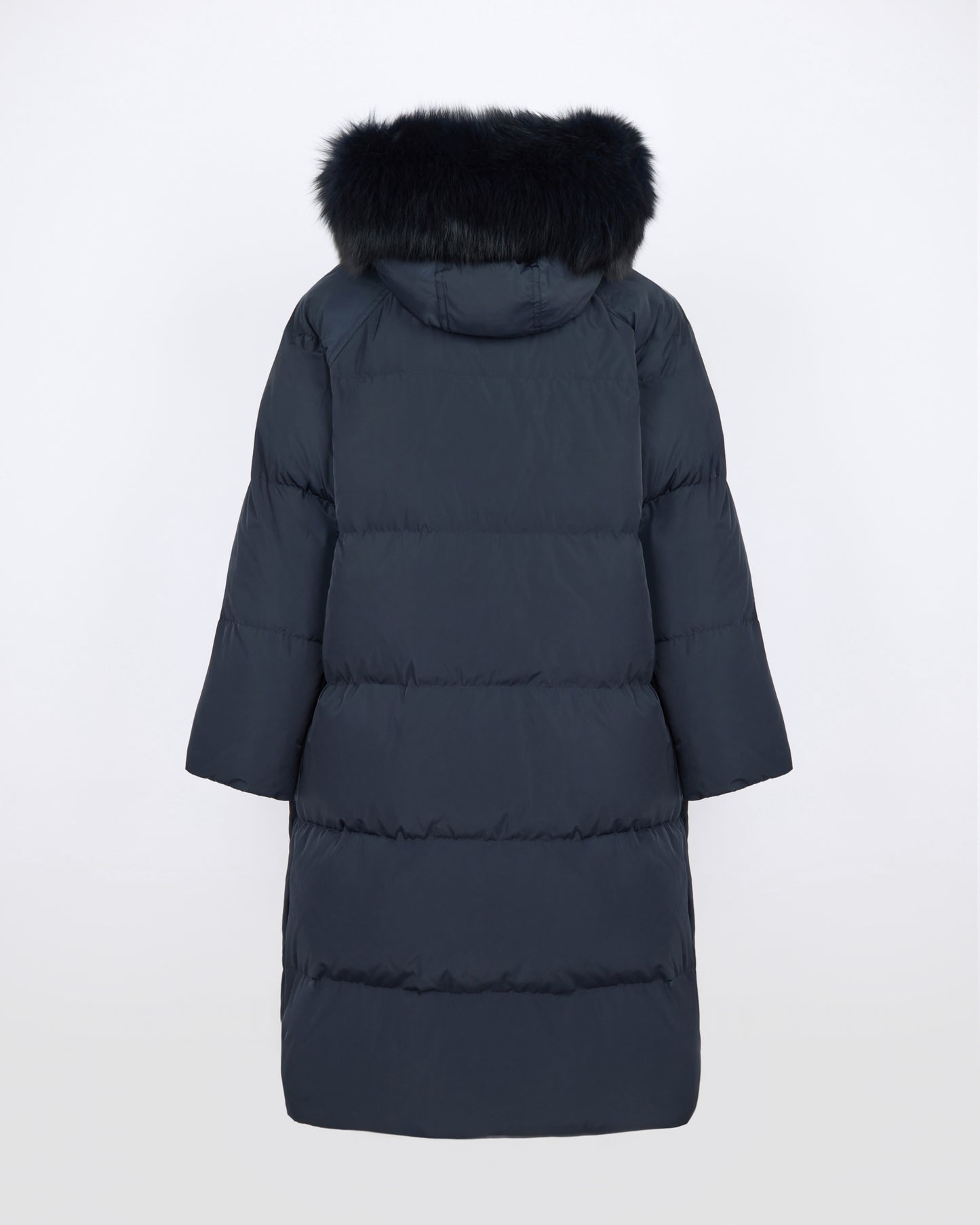 Long down jacket in waterproof technical fabric with fox fur trim - Yves Salomon - New Fall/Winter Collection