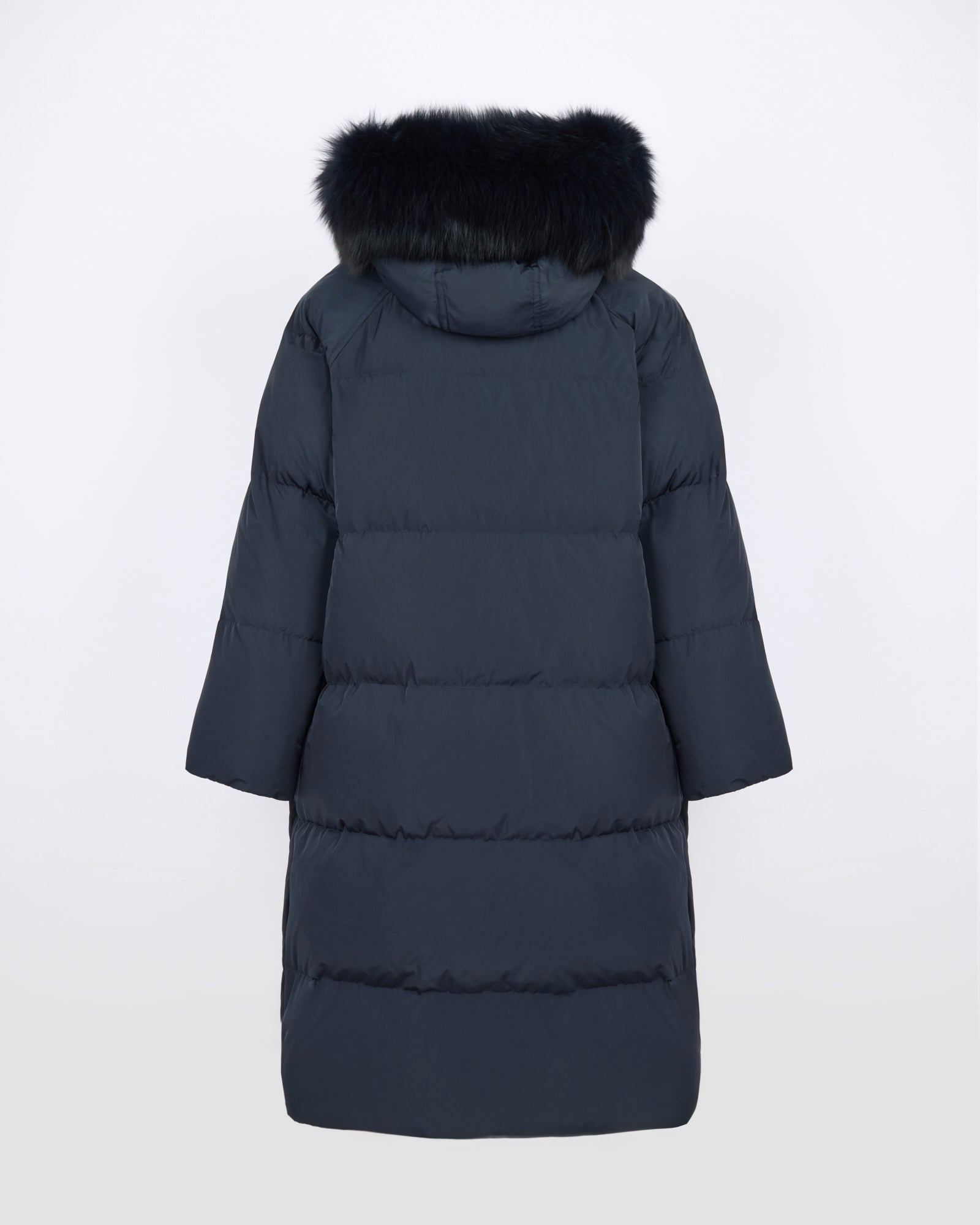 Long down jacket in waterproof technical fabric with fox fur trim - Yves Salomon - New Fall/Winter Collection