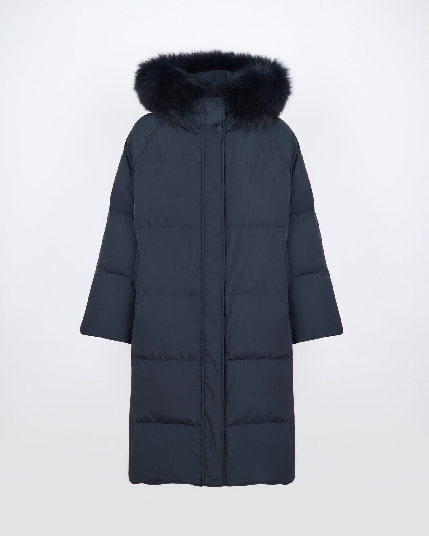 Long down jacket in waterproof technical fabric with fox fur trim - Yves Salomon - New Fall/Winter Collection