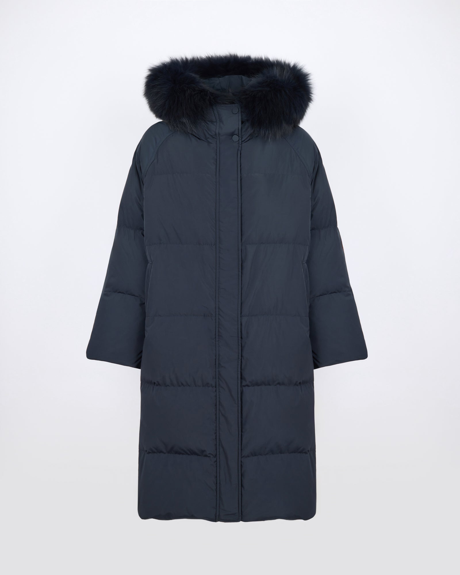 Long down jacket in waterproof technical fabric with fox fur trim - Yves Salomon - New Fall/Winter Collection