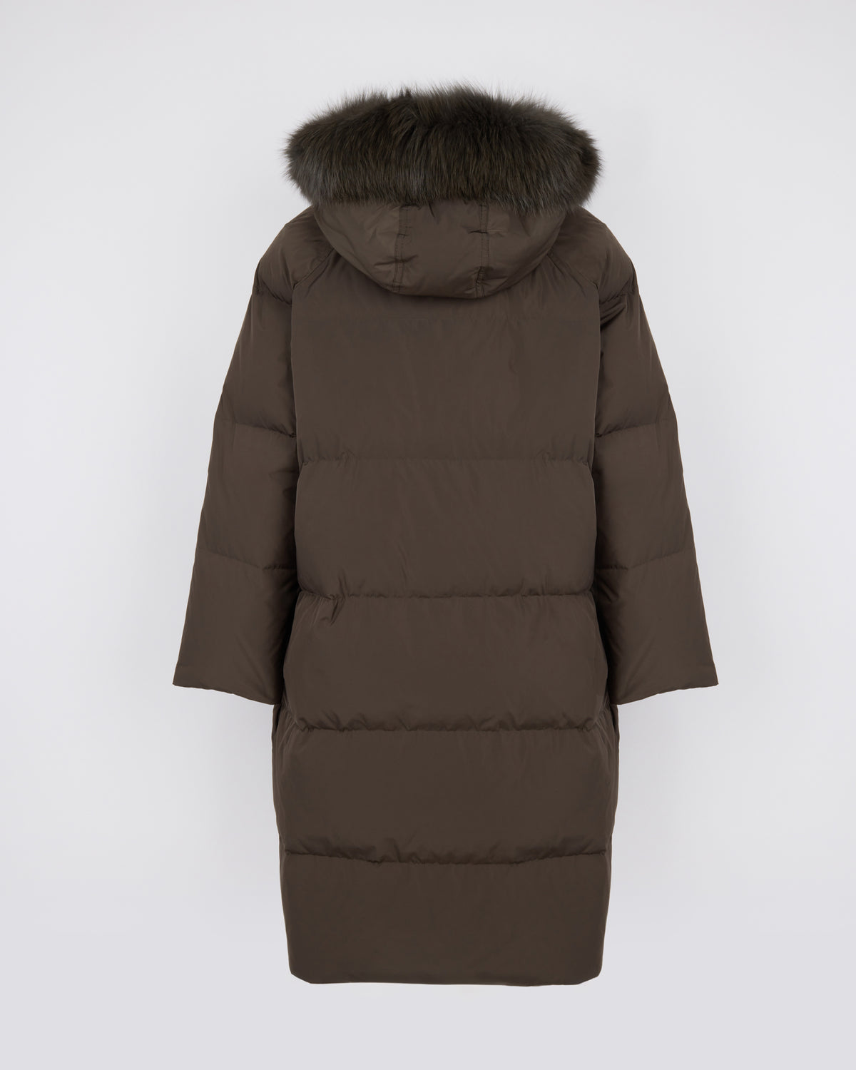 Long down jacket in waterproof technical fabric with fox fur trim - Yves Salomon - New Fall/Winter Collection