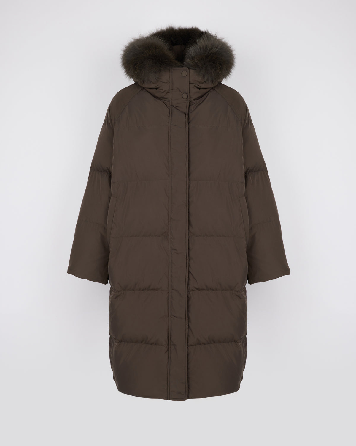 Long down jacket in waterproof technical fabric with fox fur trim - Yves Salomon - New Fall/Winter Collection