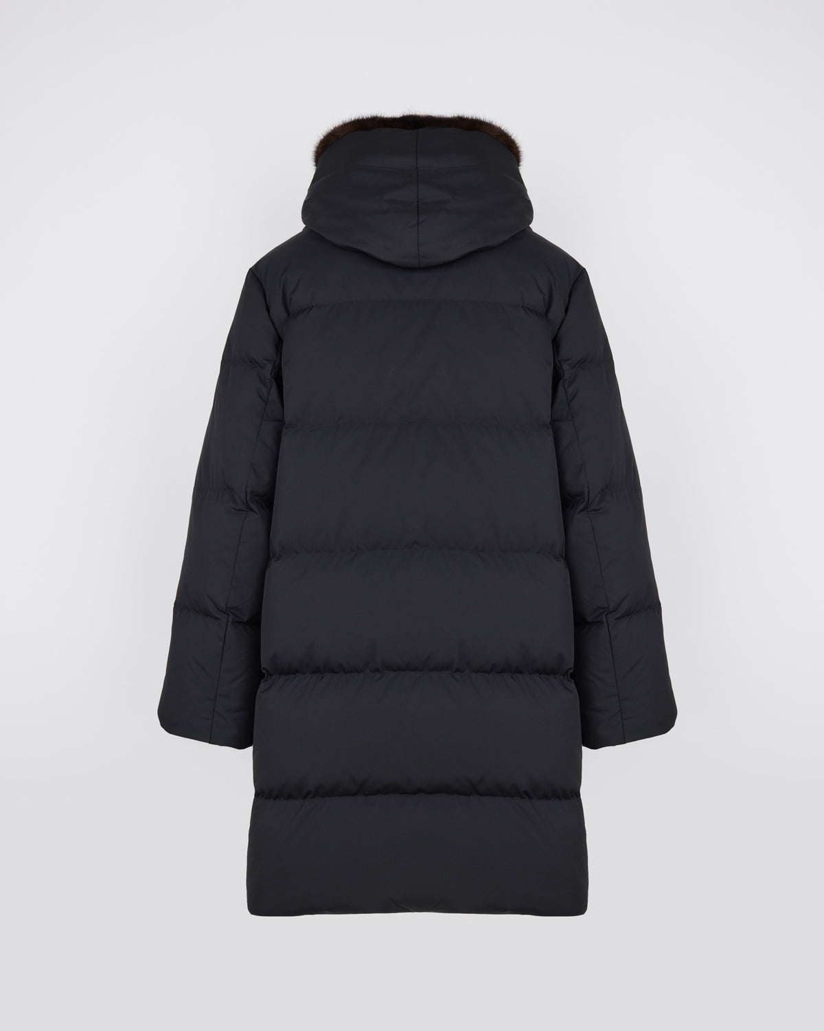 Long down jacket in water-repellent technical fabric with mink fur bib panel - Yves Salomon - New Fall/Winter Collection